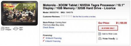 Tablet Motorola Xoom a 1200 dólares?